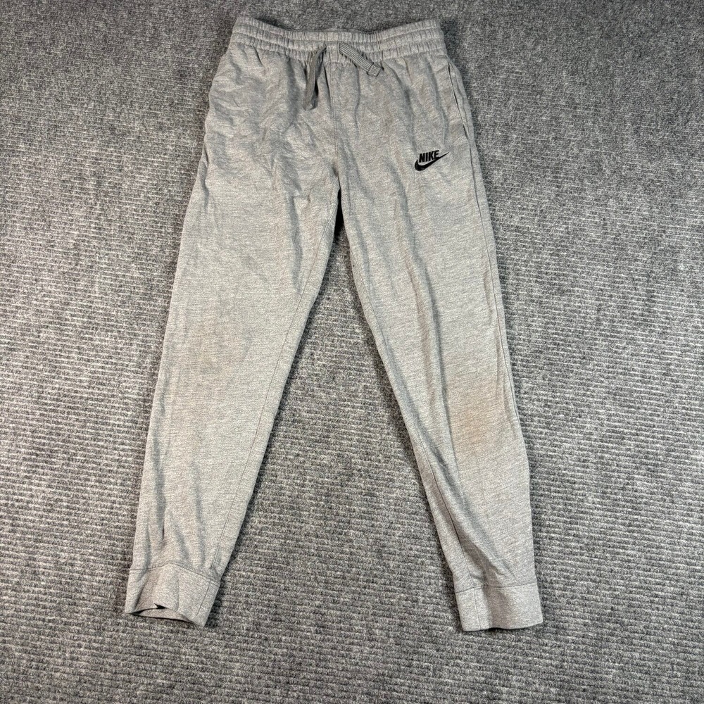 Nike Jogger Sweatpants Boys Medium Gray Fair Tapered Cuffed Drawstring